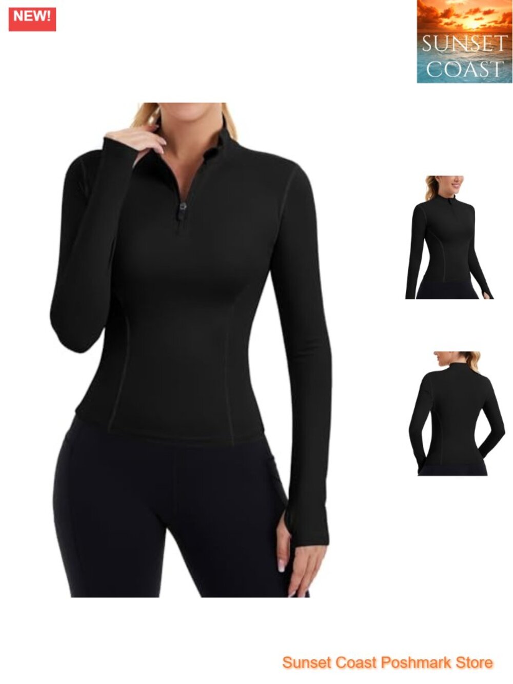 Women's Quarter Zip Pullover Slim Fit Crop Workout Top Long Sleeve